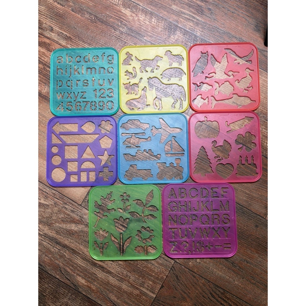 Tupperware TupperToys Stencils Lot 8 Vintage 80s 90s Holidays Letters Animals